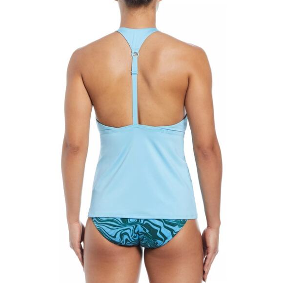 Nike Women Light Blue Essential Square Neck Racerback Swim Tankini Top Size S - Picture 2 of 3